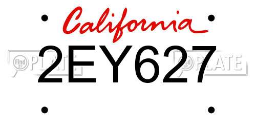 2EY627 California License Plate