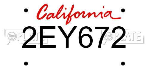 2EY672 California License Plate