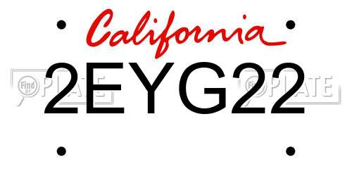 2EYG22 California License Plate