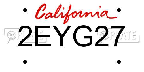 2EYG27 California License Plate