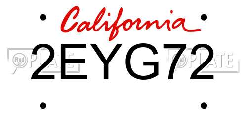 2EYG72 California License Plate