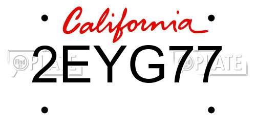 2EYG77 California License Plate