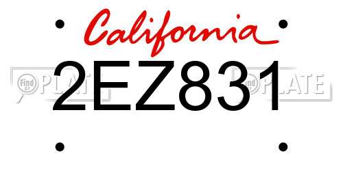 2EZ831 California License Plate