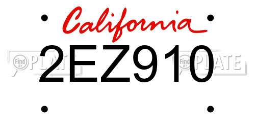 2EZ910 California License Plate
