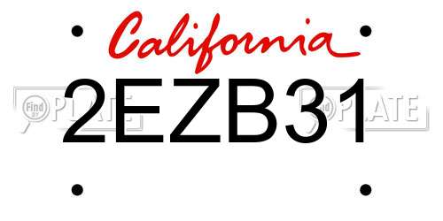 2EZB31 California License Plate