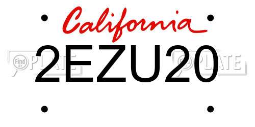 2EZU20 California License Plate