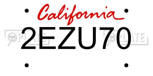 2EZU70 California License Plate