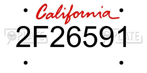 2F26591 California License Plate