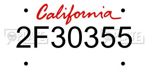 2F30355 California License Plate