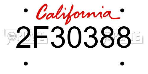 2F30388 California License Plate