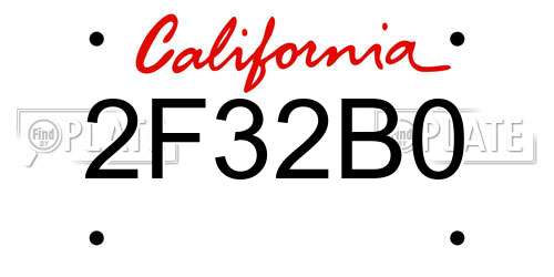 2F32B0 California License Plate