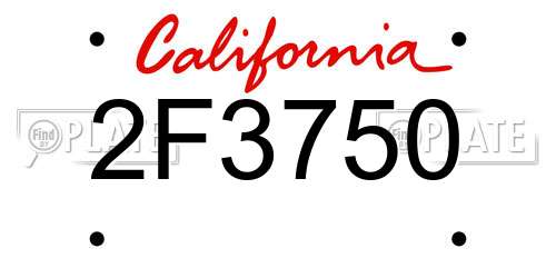 2F3750 California License Plate