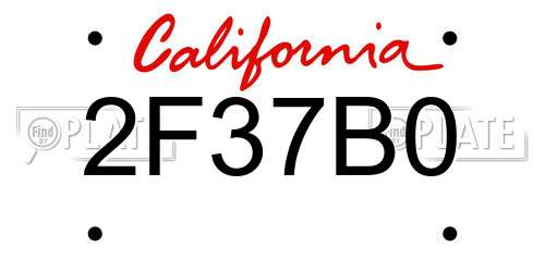 2F37B0 California License Plate