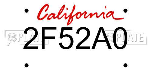 2F52A0 California License Plate