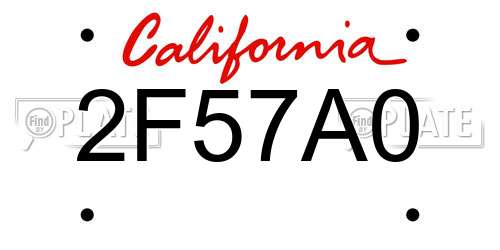 2F57A0 California License Plate