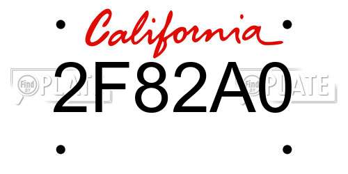 2F82A0 California License Plate