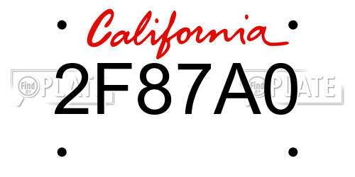 2F87A0 California License Plate