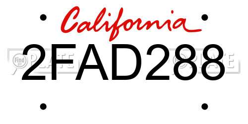 2FAD288 California License Plate