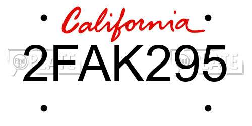 2FAK295 California License Plate