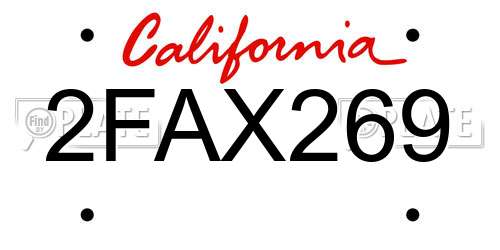 2FAX269 California License Plate