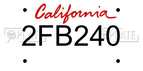 2FB240 California License Plate