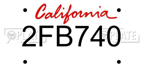 2FB740 California License Plate