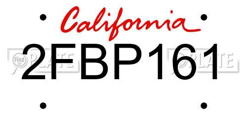 2FBP161 California License Plate