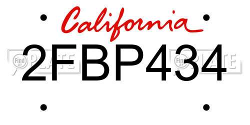 2FBP434 California License Plate
