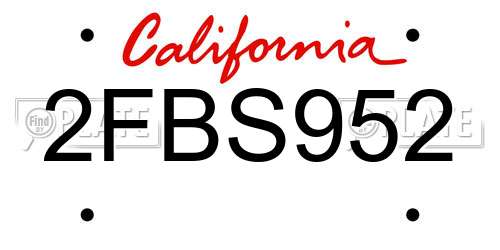 2FBS952 California License Plate