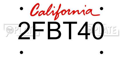 2FBT40 California License Plate