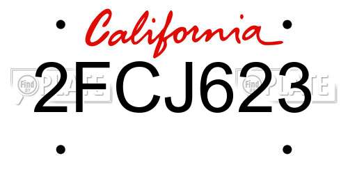 2FCJ623 California License Plate