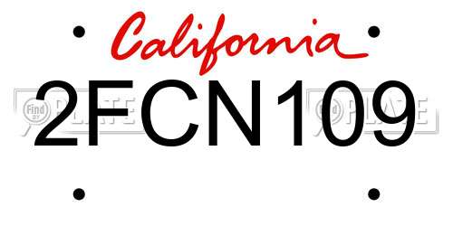 2FCN109 California License Plate