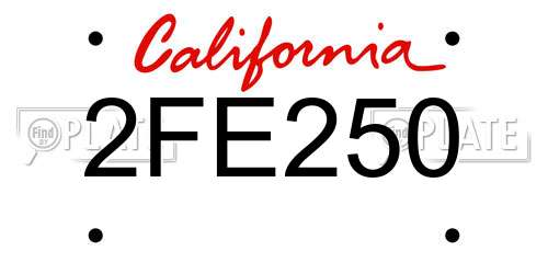 2FE250 California License Plate
