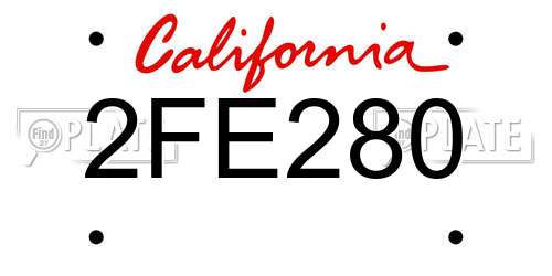 2FE280 California License Plate