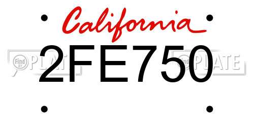 2FE750 California License Plate