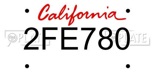 2FE780 California License Plate