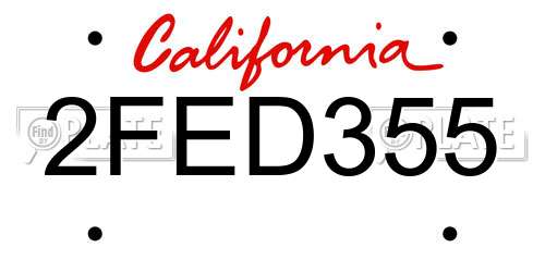 2FED355 California License Plate