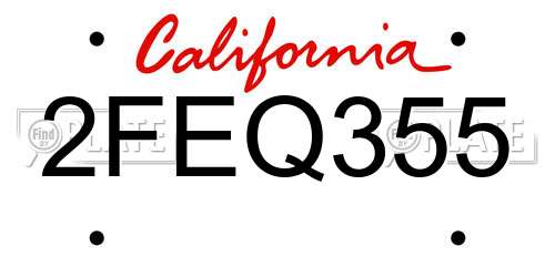2FEQ355 California License Plate