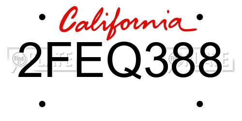 2FEQ388 California License Plate