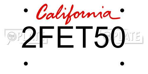 2FET50 California License Plate