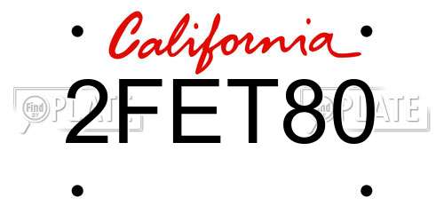2FET80 California License Plate