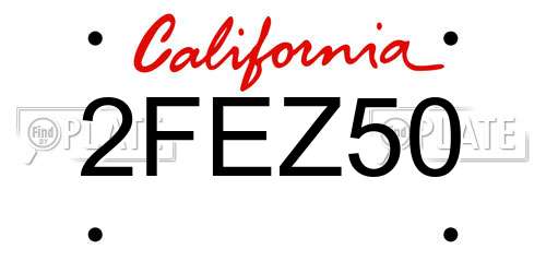 2FEZ50 California License Plate
