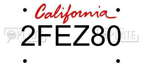 2FEZ80 California License Plate