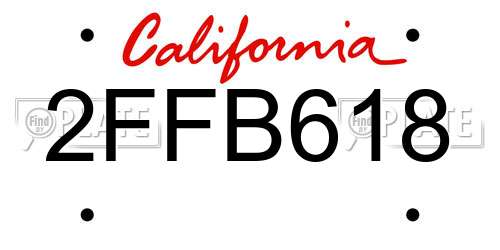 2FFB618 California License Plate