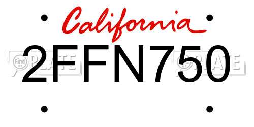 2FFN750 California License Plate