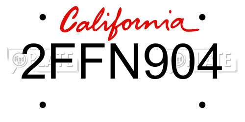 2FFN904 California License Plate