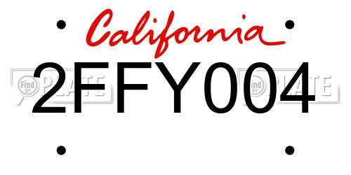 2FFY004 California License Plate