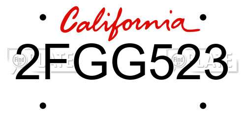 2FGG523 California License Plate