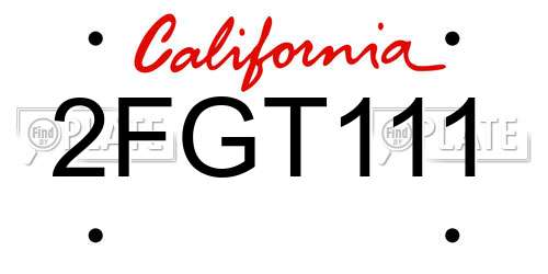 2FGT111 California License Plate
