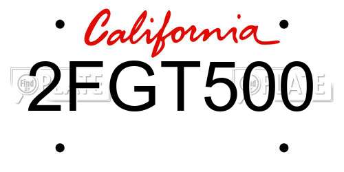 2FGT500 California License Plate